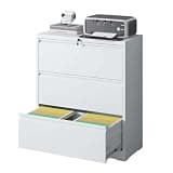 Kiwaou Lateral File Cabinet 3 Drawer, Locking Metal Filing Cabinet for Legal Letter A4 F4 Size, White Office Storage Cabinet, 330 Lbs Capacity