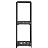 GKHPYURE Poly Rattan Storage Shelf 11.8x11.8x35.4 Inches, Compact Black Shelf for Kitchen, Laundry, Bathroom, Living Room Bookshelf, Patio Plant Display Rack, Easy Clean
