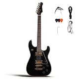 Electric Guitar Kit, Beginner Electric Guitar 39 Inch, LS Style HH Pickups Rosewood Fingerboard, Jazz Guitar Rock Blues, Includes Cable Strap Capo Picks Wrench, Right Handed Black