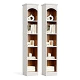 LITTLE TREE 70.9" Tall Bookshelf, 5-Tier Open Bookcase with Cubes, Bookshelves with Storage Space, Freestanding Narrow Bookcase for Home Office, White, 2 Pack