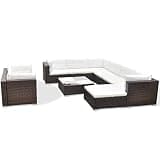 YUOGHRTFE Modular Outdoor Rattan Corner Sofa Set with Cushions, 5 Corner Sofas 3 Center Sofas 1 Ottoman 1 Tea Table, Patio Furniture Set for Garden