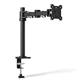 Pivotix Single Monitor Desk Mount – Stable Adjustable Arm for 17-32" Screens, Adjustable Height, Tilt, Swivel & Rotate, C-Clamp Base, Supports up to 19.8 lbs, VESA 75/100mm, Black