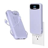 12000mAh Lightweight-Portable-Charger-Power-Bank with Built-in Cables and AC Wall Plug, PD20W USB-C Fast Charging Battery Pack, LED Display External Travel Phone Charger for All iPhone,Samsung,Android