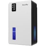 NineSky Dehumidifiers for Home, 1000 Sq.Ft Dehumidifier with 95oz Water Tank, Quiet Dehumidifier for Basement Bathroom Bedroom with 7-Color Ambient Light & Auto Shut Off, White