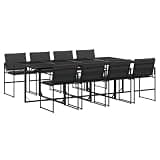 GHVBNMF 9 Piece Patio Dining Set with Cushions, Space Saving Garden Furniture with Tempered Glass Table and 8 Textilene Chairs, Large Outdoor Dining Set for Backyard or Patio