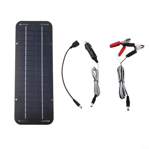 30W Solar Panel 12V Trickle Charger Battery Maintainer Kit with USB Output, IP65 Waterproof Polycrystalline Silicon for Car RV Boat Motorcycle Snowmobile Tractor, Black