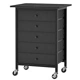 MAHANCRIS 5 Drawer File Cabinet,Rolling Filing Chest Cabinet with Wheels, Under Desk Storage Organizer, Printer Stand with Non-Woven Fabric Drawer, for Home Office, Study, Black FCBK4801