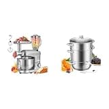 VIVOHOME 3 in 1 Stand Mixer with 6 Quart Bowl, 650W 6 Speed Tilt-Head, and 9.3QT Steam Juicer, Stainless Steel, Silver