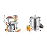 VIVOHOME 3 in 1 Stand Mixer with 6 Quart Bowl, 650W 6 Speed Tilt-Head, and 9.3QT Steam Juicer, Stainless Steel, Silver