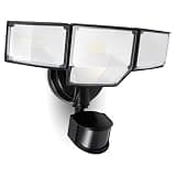 LUTEC 80W 9000LM LED Security Light Hardwire Motion Sensor Outdoor Lights, 4 Head LED Flood Lights Outdoor 5000K Daylight, IP65 Waterproof, Motion Detected Lights for Outside, Garage, Yard (Black)
