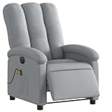 UERNGFTKM Electric Massage Recliner Chair with Vibration, Light Gray Fabric, 135 Degree Tilt, 6 Massage Points, Side Pocket, Wood and Metal Frame