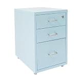 DuYouG Metal Vertical File Cabinets, 3-Drawer File Cabinet with Lock, Moveable Freestanding File Organizer for Home, Office, Study, Dresser Blue