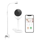NETVUE Peekababy Baby Camera with Wireless Audio, Adjustable Crib Mount Monitor, Works via 2.4GHz Wi-Fi for Wide Coverage & Stable Connection, Smart App, Two-Way Talk, No Screen (White)