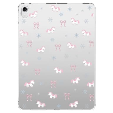 AdorableWhimsy Cute Horse Snowflakes Case for iPad Air 11" M4 2026/M3 2025/M2 2024/iPad Air 5 2022/Air 4 2020 10.9" Aesthetic Bow Clear Protective Slim Tablet Cover Shockproof Transparent Hard Shell