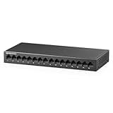 16 Port Gigabit Switch, 16 x 100/1000Mbps Ports, Metal Unmanaged Fanless Pluy and Play YuLinca Network Switch
