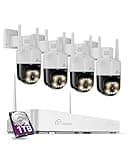 Loocam PoE Security Camera System Wireless 4K, Color Night Vision, 355° Pan 95° Tilt, Light & Siren Alarm, Human Vehicle Detection, Two-Way Audio Cameras for Home Security, 8CH NVR 1TB HDD