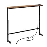 Kitstorack Narrow Console Table Behind Sofa Couch, Design with Adjustable Height (25"-33") & Power Outlets, Small Entryway Table - 5.9" D x39.4 L, Rustic Brown