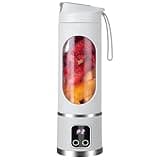 Mini Blender for Shakes and Smoothies, 15.2 fl oz, 450 ml Portable Juicer Cup for Students, USB Charging with Built-in Battery, Silicone Handle for Travel and Home Use, Multi-functional Mixer