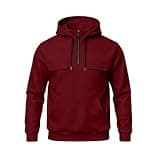 Mens Utility Hooded Sweatshirt Long Sleeve Drawstring Loose Hoodies Fall Winter Athletic Outdoor Tops with Pockets Wine