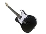 Solid Body Electric Guitar, Matte Black T-Style with Dual Humbuckers & White Pickguard, 6-String Full Size for Rock Stage Performance & Studio (Guitarra Electrica)