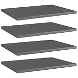 LPERTGFHU 4 Pack Bookshelf Boards High Gloss Gray Replacement Shelves 15.7 x 11.8 x 0.6 Inch Engineered Wood Wall Storage Panels for Home Office Decor