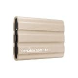 External Hard Drive1TB,Ultra Slim External SSD, Portable Solid State Hard Drive Compatible with Windows PC, Mac, Laptop Golden-A