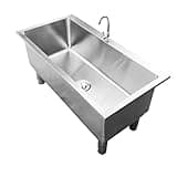 Eoweiot Stainless Steel Mop Sink - Deepening Trough Floor Sink for Home,Commercial Use, Easy to Clean, Adjustable Feet (100x50x50cm)