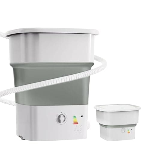 Portable Mini Washer & Dryer, 52l Large Capacity, Foldable Collapsible Washing Machine for Baby Clothes, Underwear, Camping, Rv Travel (Brown) Gray