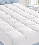 Fracho Cotton Mattress Topper King Size, Extra Thick Pillow Top Mattress Pad Cover with Breathable Pure Cotton Surface, Cooling Plush Bed Topper for Back Support, 8-21" Elastic Deep Pocket, White