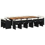 Makastle 15 Piece Patio Dining Set, Black, 108.3" x 41.7" x 28.7", Rectangular, Assembly Required