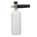 Fafeicy High Pressure Foam Pot Brass Stainless Steel Snow Foam Cannon 1L 300bar 4350 PSI Adjustable Pressure Washer for Car Washing Detailing Truck SUV