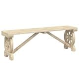 DXKDUSOKJ Solid Fir Wood Garden Bench with Wagon Wheel Armrests for Patio, Terrace, or Backyard