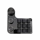 Moyeetings Gaming Keyboard with Keys USB-C Wired Connection Volume Knobs Backlit Light Suitable for Media Management Office Work Gaming, Blue Switch