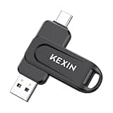 KEXIN 128GB USB C Flash Drive Dual Thumb Drive 100MB/s Swivel USB-A & Type-C USB Drive 3.0 Memory Stick for Smartphone Tablet iPhone 15/16/17 Car Game Console, 128GB Black