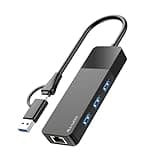 ALL-LUCKY USB to Ethernet Adapter, 4 in 1 USB C to Ethernet Adapter Hub with 3 x USB 3.0 Port/Gigabit Internet Port, High-Speed Network Hub Compatible for iMac,MacBook Pro