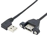 QFDRRFIJT 2pcs USB 3.0 Cable Extension Male to Female Extender Cable Cord Dual Shielded Screw Panel Mount Left 90 Degree Down Right Elbow(USB 2.0 Left,0.5 Meter_2PCS)