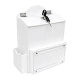 FewNvWa Acrylic Ballot Drop Box Lockable Collection Box Secure Slot Key Lock Suitable for Home Outdoor Use, White
