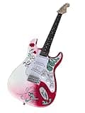 Solid Body Electric Guitar, Pink Floral Single-Coils, Full Size 39" for Stage Performance & Practice (Guitarra Electrica)