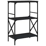 GHVBNMF 3-Tier Industrial Bookcase, Small Bookshelf with Adjustable Shelves and Metal Feet, Matte Black Engineered Wood Storage Organizer for Home Office and Living Room, 23.2 x 13.8 x 35.6 Inches