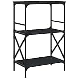 KGHFDVB 3-Tier Black Bookcase 23.2x13.8x35.6 Inches, Engineered Wood Bookshelf with Metal Frame and Adjustable Feet for Home Office