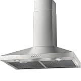 Range Hood 30inch Under Cabinet - Stainless Steel Kitchen Chimney Vent Hood, 500 CFM Stove Exhaust Fan with 3-Speed Control, 45dB Quiet, 2 LED Lights, Metal Filters, Ducted/Ductless