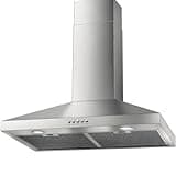 Range Hood 30inch Under Cabinet - Stainless Steel Kitchen Chimney Vent Hood, 500 CFM Stove Exhaust Fan with 3-Speed Control, 45dB Quiet, 2 LED Lights, Metal Filters, Ducted/Ductless