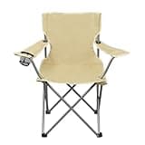 Folding Camping Chair with Cup Holder, Steel Frame, 225 lbs Capacity, Includes Storage Bag, Gold, for Adults