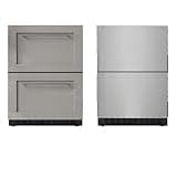 Pemberly Row 23" Panel Ready Two-Drawer Refrigerator and Freezer, Frost Free, Digital Temperature Control, Black Finish, Undercounter Compact Built-In Design, Dual Temperature Zones for Kitchen or