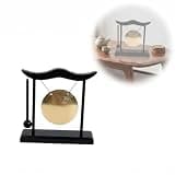 Zen Desktop Gong with Stand and Mallet, Mini Meditation Brass Gong for Office Desk Decor, Traditional Feng Shui Chime Ornament for Stress Relief & Yoga