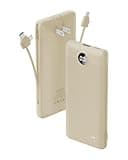 Portable Charger Built-in Cables and AC Wall Plug, USB C Power Bank 10000mAh, Travel Battery Portable Phone Charger Compact Lightweight External Battery Pack for Smart Phones, Tablets etc-Light Coffee