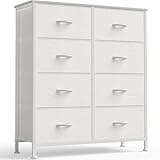 OLIXIS 8 Drawer Storage Dresser with Wood Top - Wide Fabric Chest Organizer for Bedroom, Closet, Living Room,Tower Cabinet, TV Stand, Hallway Entryway Furniture,White