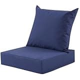 MuaMelop Outdoor Deep Seat Cushion Set, 24x24 Inch Water-Resistant & Fade-Resistant Outdoor Chair Cushions, Patio Furniture Cushions with Removable Cover for Patio Chair, Sofa,Navy Blue (Set of 1)