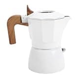 Omquot 2 Cups Elegant Stovetop Coffee Maker in Aluminum Alloy with Double Valve Extractor for Rituals with Suede Pan (White)