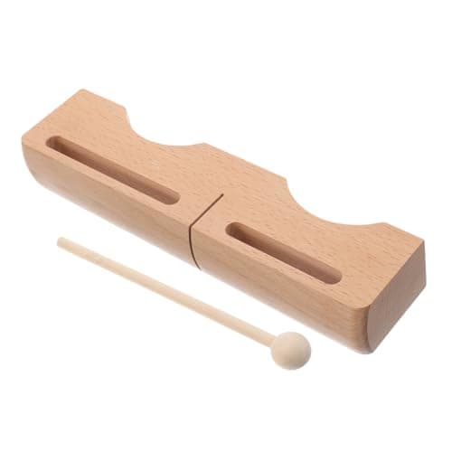 GATHINESS Wooden Double Bass Percussion Blocks with Mallet, Hardwood Rhythm Sticks for Latin Drum and Musical Percussion, Professional Handheld Instrument for Band Practice and Performance